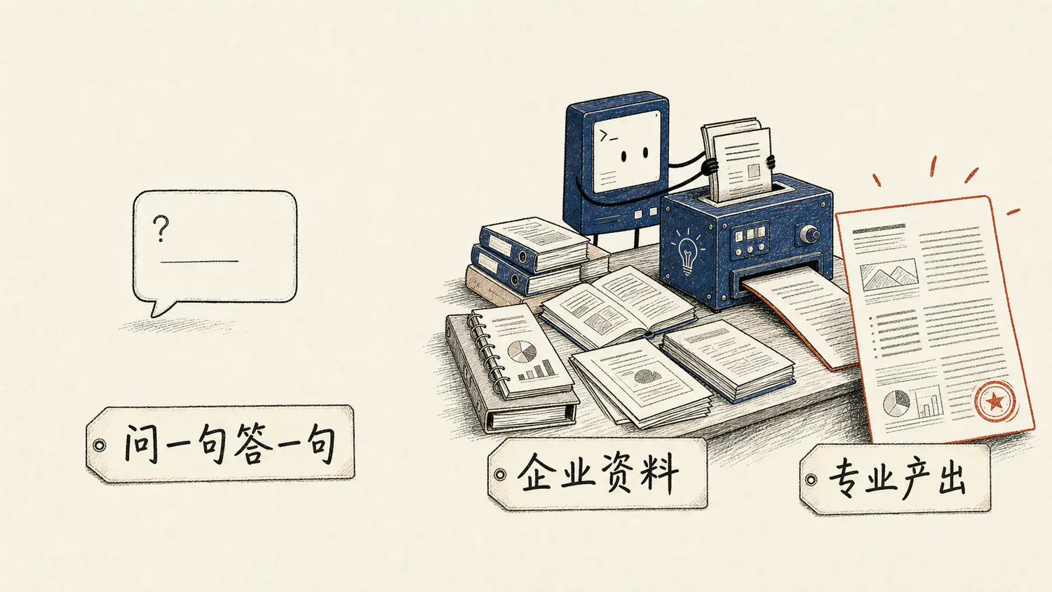 Chatbot只会问一句答一句，分身能基于企业资料写出专业内容